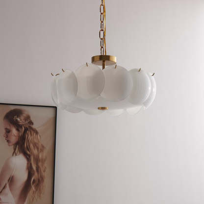 French Alloy Glass Round Panel Chandelier