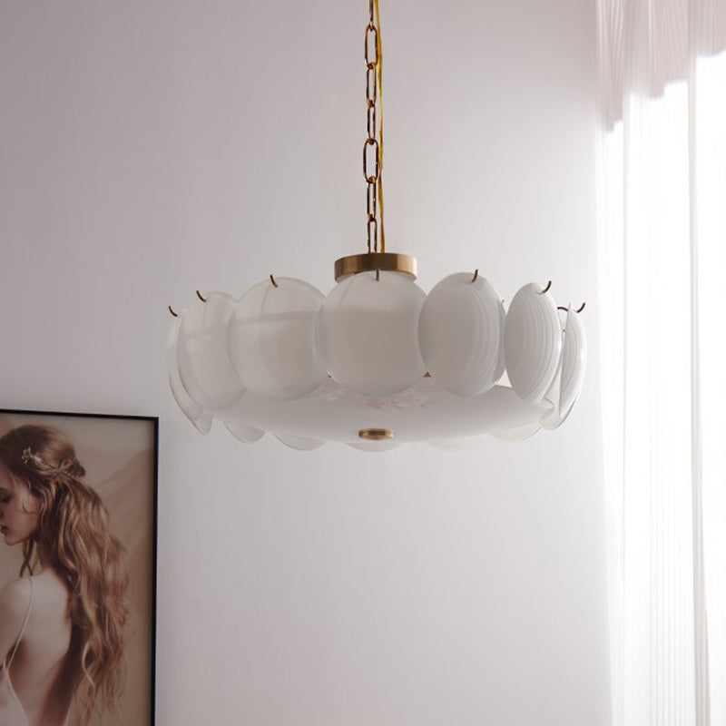 French Alloy Glass Round Panel Chandelier