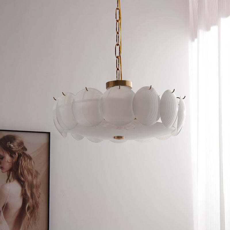 French Alloy Glass Round Panel Chandelier