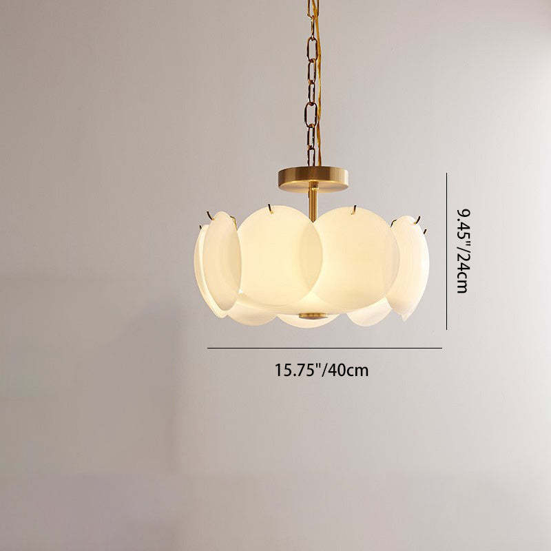 French Alloy Glass Round Panel Chandelier
