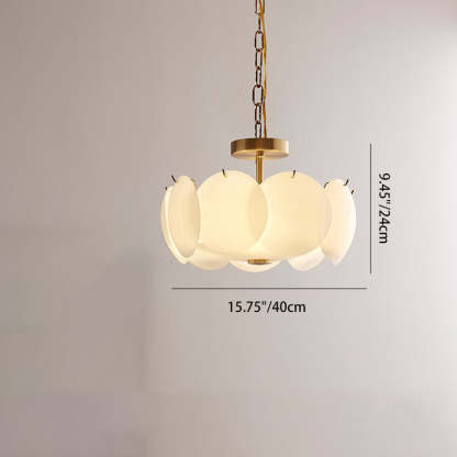French Alloy Glass Round Panel Chandelier