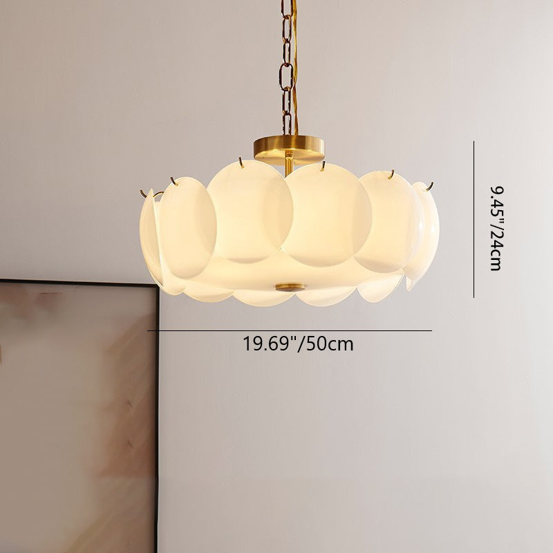 French Alloy Glass Round Panel Chandelier