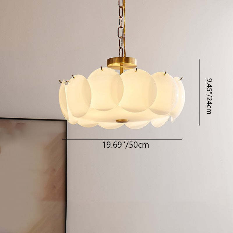 French Alloy Glass Round Panel Chandelier