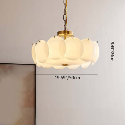 French Alloy Glass Round Panel Chandelier
