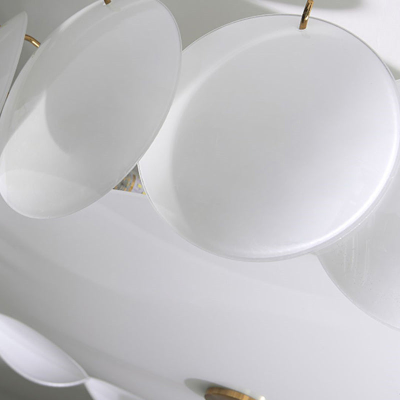 French Alloy Glass Round Panel Chandelier