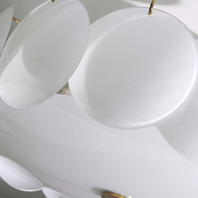 French Alloy Glass Round Panel Chandelier