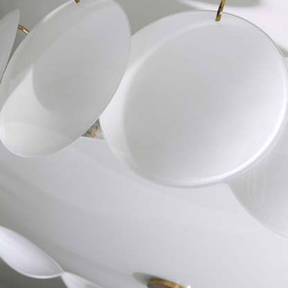 French Alloy Glass Round Panel Chandelier