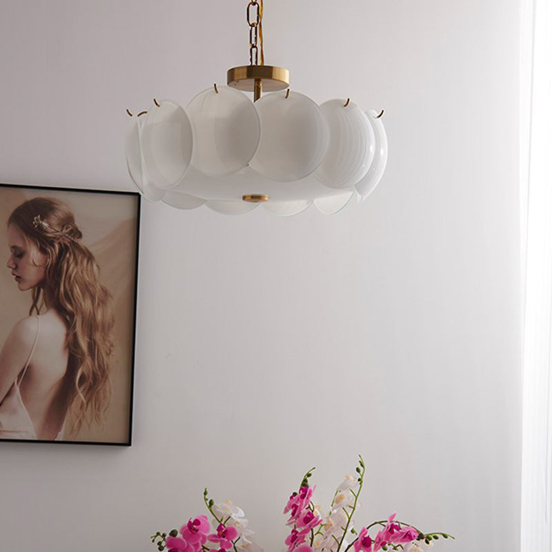 French Alloy Glass Round Panel Chandelier