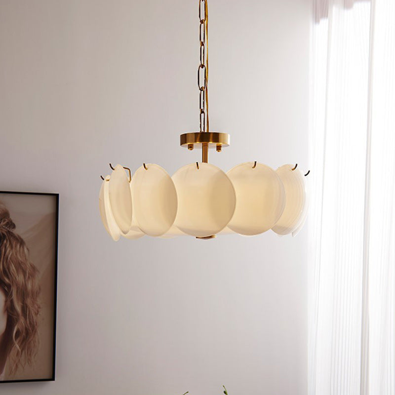 French Alloy Glass Round Panel Chandelier