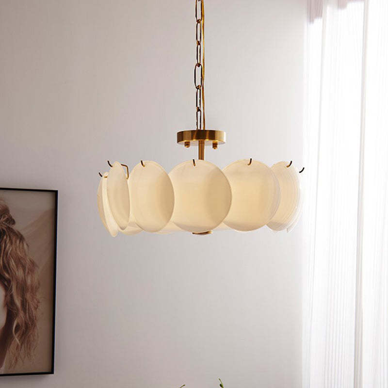 French Alloy Glass Round Panel Chandelier