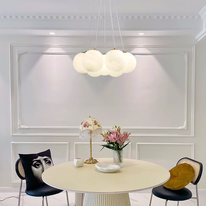 Contemporary Metal Glass Planet Bubble Branch Chandelier