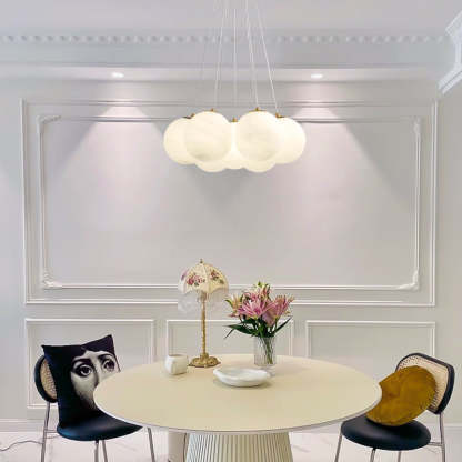Contemporary Metal Glass Planet Bubble Branch Chandelier