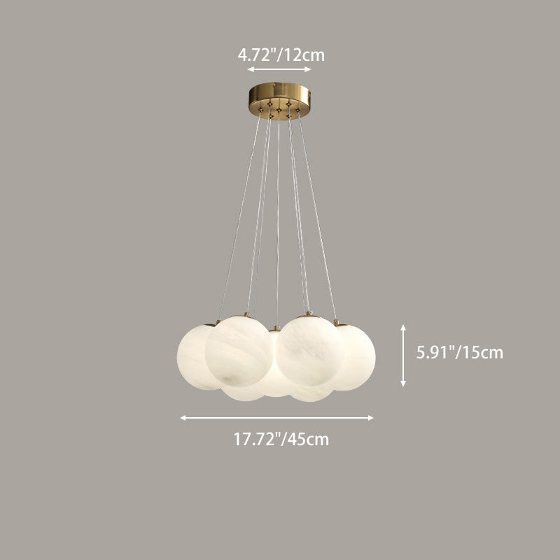 Contemporary Metal Glass Planet Bubble Branch Chandelier