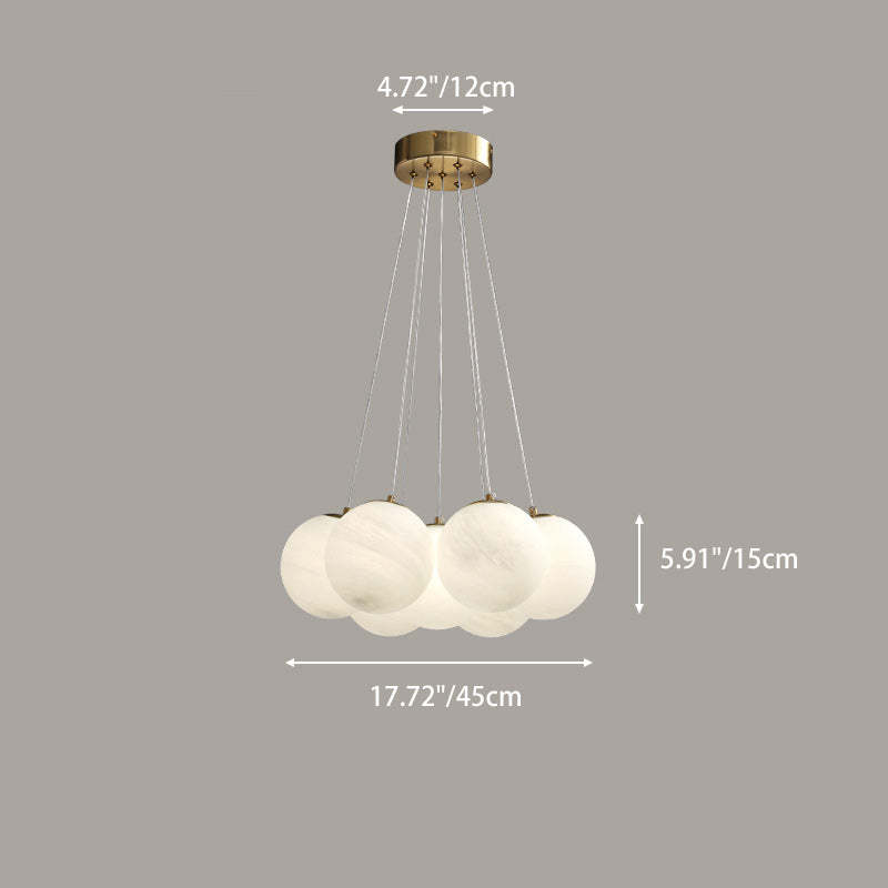 Contemporary Metal Glass Planet Bubble Branch Chandelier