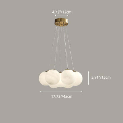 Contemporary Metal Glass Planet Bubble Branch Chandelier