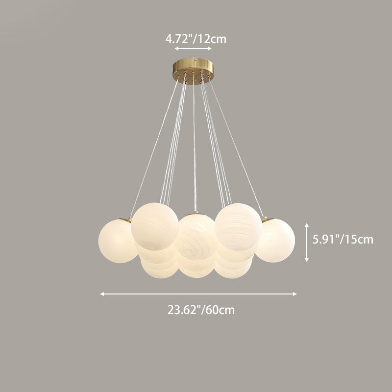 Contemporary Metal Glass Planet Bubble Branch Chandelier