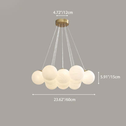 Contemporary Metal Glass Planet Bubble Branch Chandelier