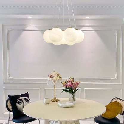 Contemporary Metal Glass Planet Bubble Branch Chandelier