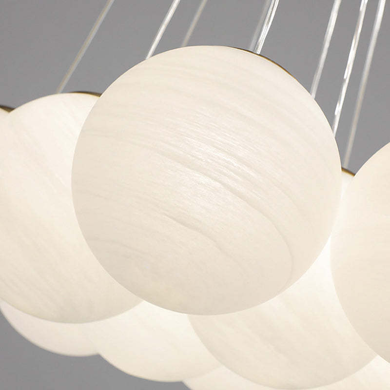 Contemporary Metal Glass Planet Bubble Branch Chandelier