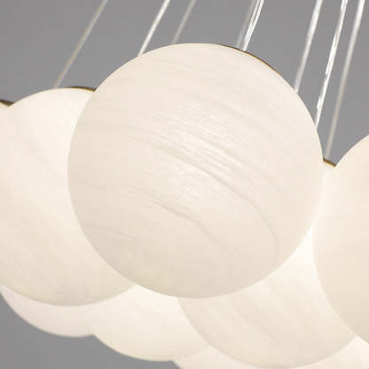 Contemporary Metal Glass Planet Bubble Branch Chandelier
