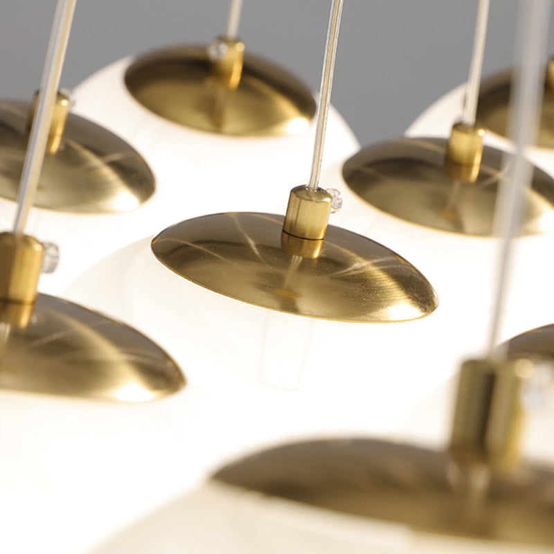 Contemporary Metal Glass Planet Bubble Branch Chandelier
