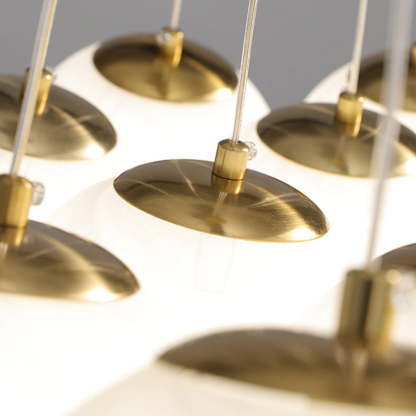 Contemporary Metal Glass Planet Bubble Branch Chandelier