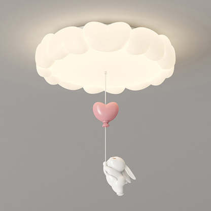 Art Deco Kids Iron Heart LED Flush Ceiling Light
