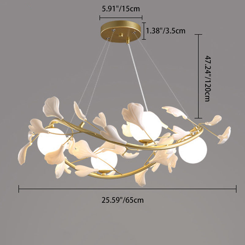 Contemporary Iron Ginkgo Leaf Branching Chandelier — 6 / 220V-240V For UK/AU
