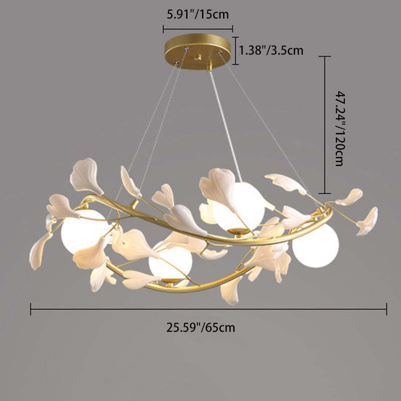 Contemporary Iron Ginkgo Leaf Branching Chandelier — 6 / 220V-240V For UK/AU