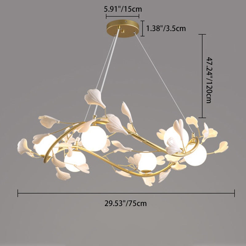Contemporary Iron Ginkgo Leaf Branching Chandelier — 8 / 110V-120V For US/CA