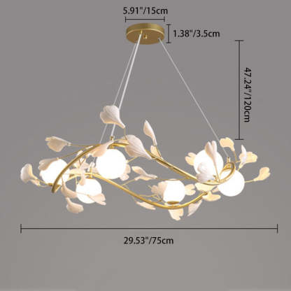 Contemporary Iron Ginkgo Leaf Branching Chandelier — 8 / 110V-120V For US/CA