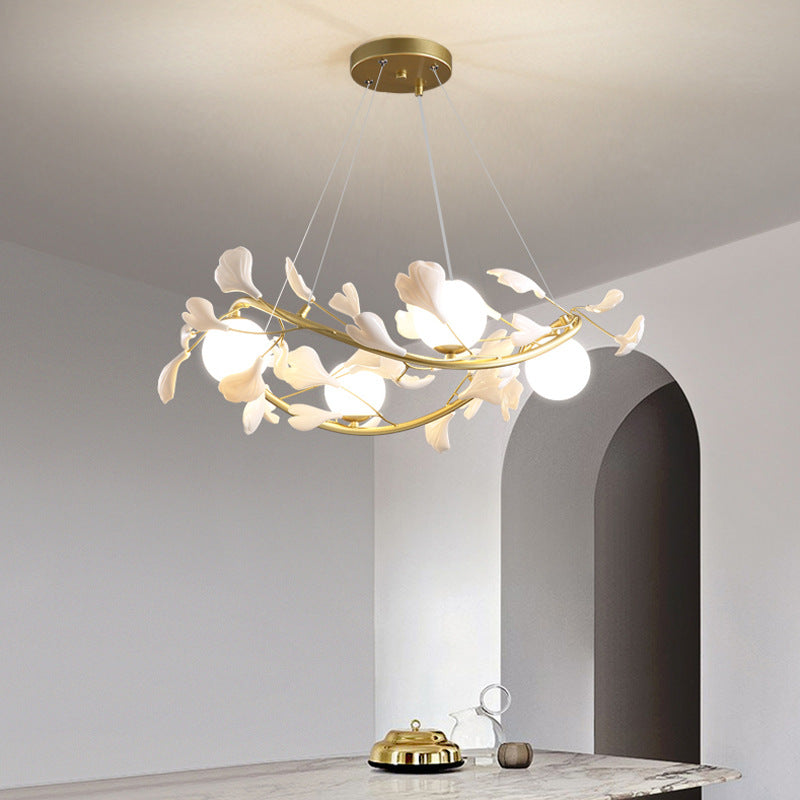 Contemporary Iron Ginkgo Leaf Branching Chandelier — 6 / 110V-120V For US/CA