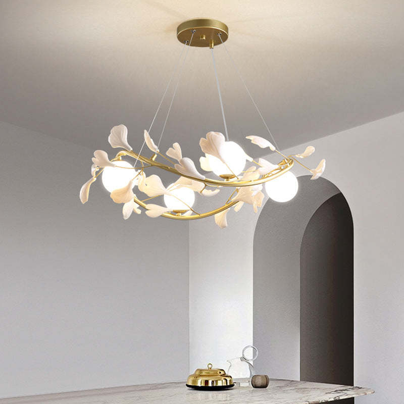 Creative branching ginkgo beige iron chandeliers — 6-Light / 110V-120V (US/CA)