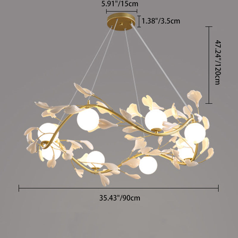 Contemporary Iron Ginkgo Leaf Branching Chandelier — 8 / 220V-240V For UK/AU