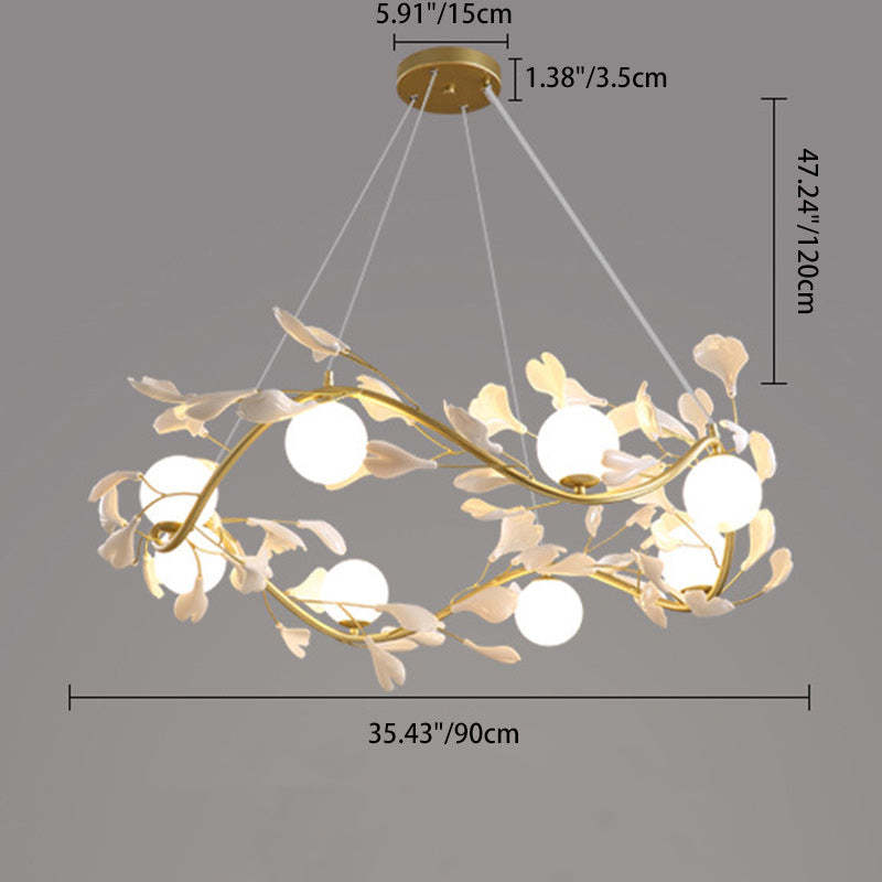 Contemporary Iron Ginkgo Leaf Branching Chandelier — 8 / 220V-240V For UK/AU