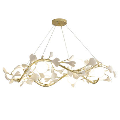 Contemporary Iron Ginkgo Leaf Branching Chandelier