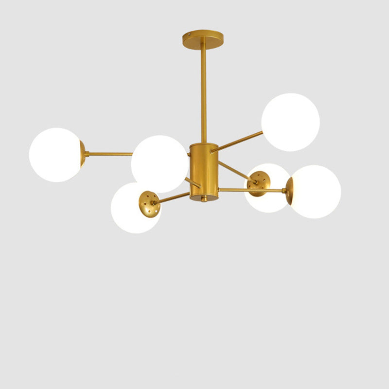 Scandinavian Glass Metal Branch Globe Chandelier - Black