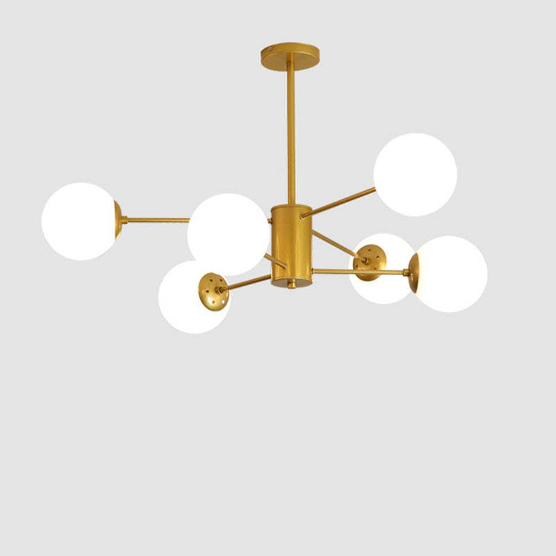 Scandinavian Glass Metal Branch Globe Chandelier - Black