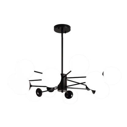 Scandinavian Glass Metal Branch Globe Chandelier - Black