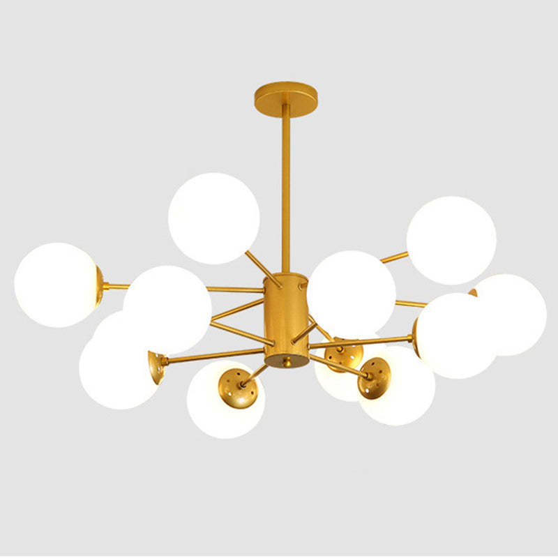 Scandinavian Glass Metal Branch Globe Chandelier - Black