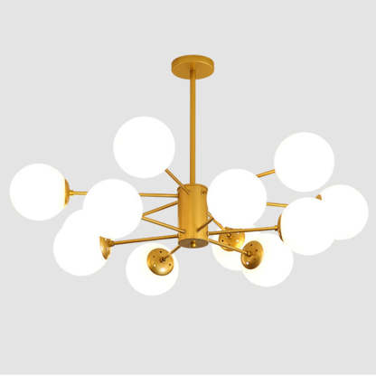 Scandinavian Glass Metal Branch Globe Chandelier - Black