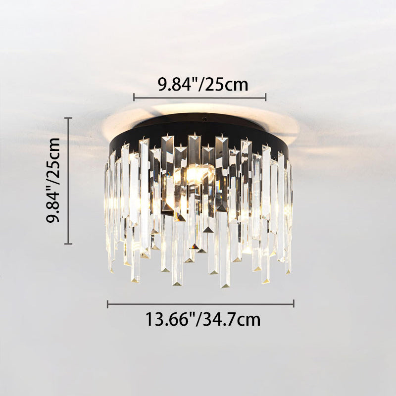 Nordic Crystal Metal Round Semi-Flush Ceiling Light