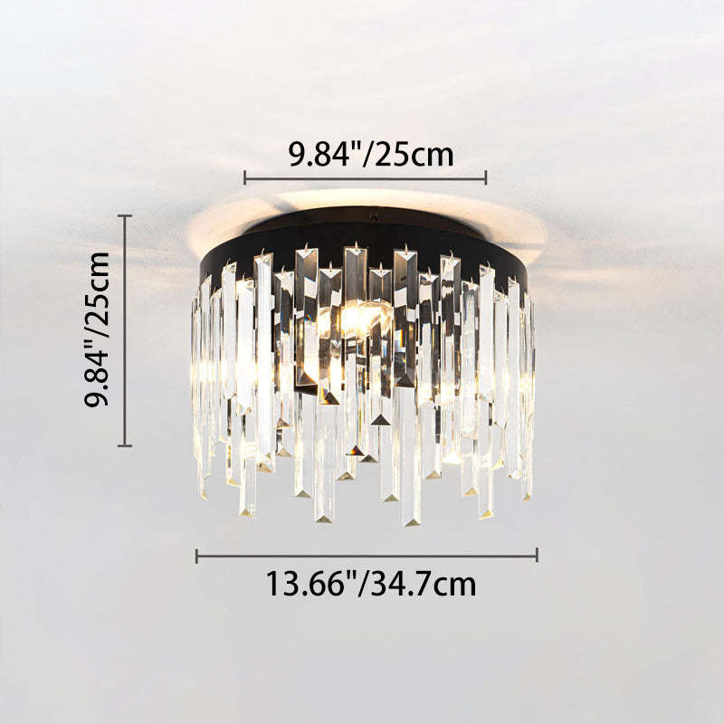 Nordic Crystal Metal Round Semi-Flush Ceiling Light