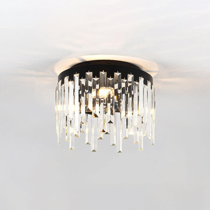 Nordic Crystal Metal Round Semi-Flush Ceiling Light
