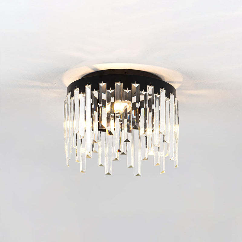 Nordic Crystal Metal Round Semi-Flush Ceiling Light