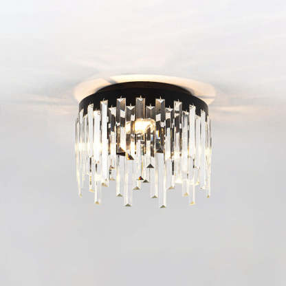 Nordic Crystal Metal Round Semi-Flush Ceiling Light