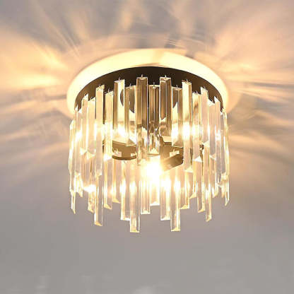 Nordic Crystal Metal Round Semi-Flush Ceiling Light