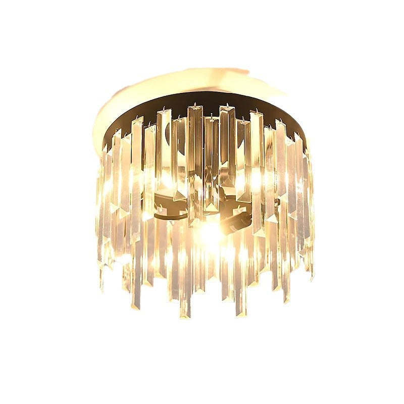 Nordic Crystal Metal Round Semi-Flush Ceiling Light