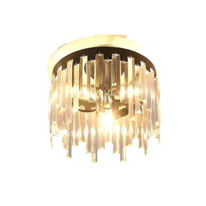 Nordic Crystal Metal Round Semi-Flush Ceiling Light