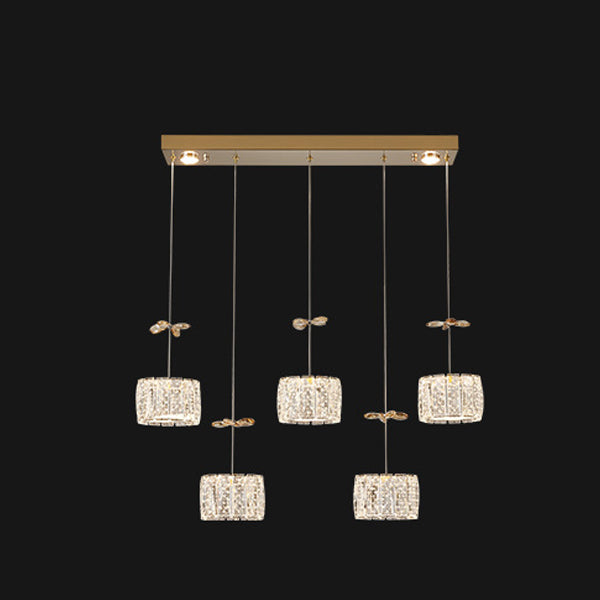 Modern Crystal Raindrop Cylinder Petal Chandelier